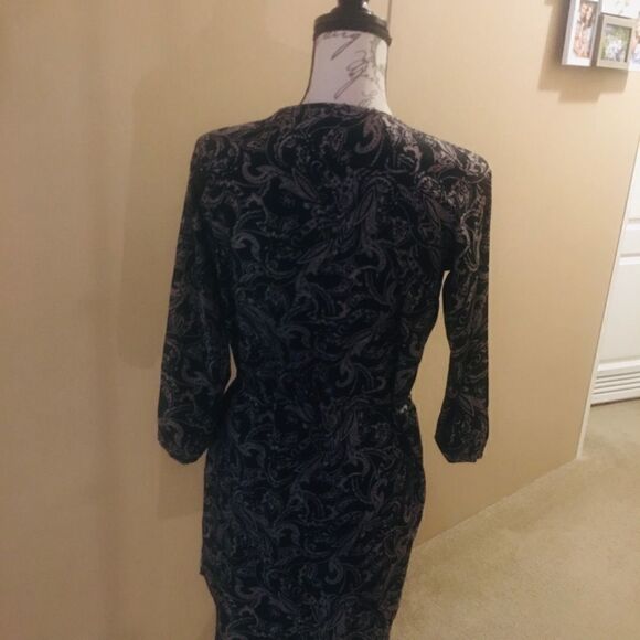 Gap Black Tan Flowers Dress Tie Front Small - Picture 9 of 10